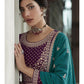 Myra Violet and Firozi Georgette Skirt Style Embroidered Suit | Swadesiicart
