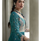 Myra Navy and Firozi Georgette Skirt Style Embroidered Suit | Swadesiicart