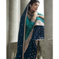 Myra Navy and Firozi Georgette Skirt Style Embroidered Suit | Swadesiicart