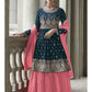 Myra Navy and Pink Georgette Skirt Style Embroidered Suit | Swadesiicart