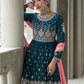 Myra Navy and Pink Georgette Skirt Style Embroidered Suit | Swadesiicart