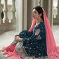Myra Navy and Pink Georgette Skirt Style Embroidered Suit | Swadesiicart
