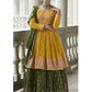 Myra Mehendi and Mustard Yellow Georgette Skirt Style Embroidered Suit | Swadesiicart