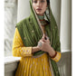 Myra Mehendi and Mustard Yellow Georgette Skirt Style Embroidered Suit | Swadesiicart
