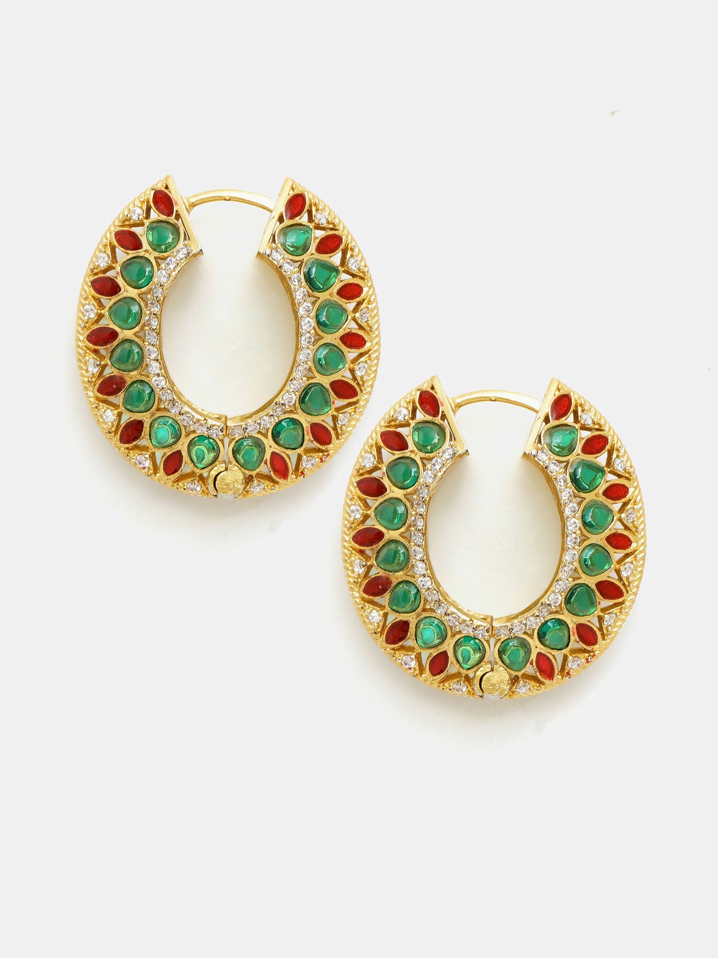 Ruby Raang Gold Polished Multi-Color Kundan Loops | Swadesiicart