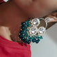 Jewel City Luxurious Polki Diamond and Rama Green Chandelier Earrings | Swadesiicart