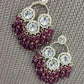Jewel City Luxurious Polki Diamond and Wine Chandelier Earrings | Swadesiicart