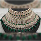 Jewel City Exquisite Crystal and Pearl Bridal Choker Set with Matching Earrings and Tikka | Swadesiicart