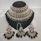 Jewel City Exquisite Crystal and Pearl Bridal Choker Set with Matching Earrings and Tikka | Swadesiicart