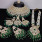 Jewel City Luxurious Pearl Kundan Bridal Jewelry Set - Necklace, Earrings, Tikka, and Long Necklace | Swadesiicart