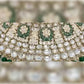 Jewel City Royal Kundan Choker Set with Green Beads - Traditional Indian Wedding Jewelry Set with Earrings and Tikka | Swadesiicart