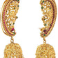 Jewel City Exquisite Gold-Plated Peacock Jhumka Earrings with Ruby and Emerald Accents | Swadesiicart