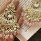 Jewel City Exquisite Kundan-Inspired Chandelier Earrings with Pearl and Pink Accents | Swadesiicart