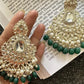 Jewel City Exquisite Kundan-Inspired Chandelier Earrings with Pearl and Green Accents | Swadesiicart
