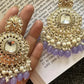 Jewel City Exquisite Kundan-Inspired Chandelier Earrings with Pearl and Purple Accents | Swadesiicart
