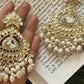 Jewel City Exquisite Kundan-Inspired Chandelier Earrings with Pearl and White Accents | Swadesiicart