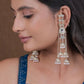 Jewel City Elegant Silver Kashmiri-Style Chandelier Earrings with Jhumka Drops | Swadesiicart