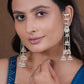 Jewel City Elegant Silver Kashmiri-Style Chandelier Earrings with Jhumka Drops | Swadesiicart