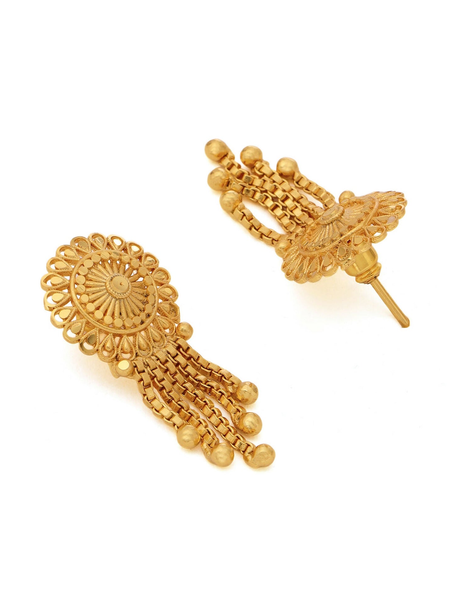 Ruby Raang Gold Dangler Earrings | Swadesiicart