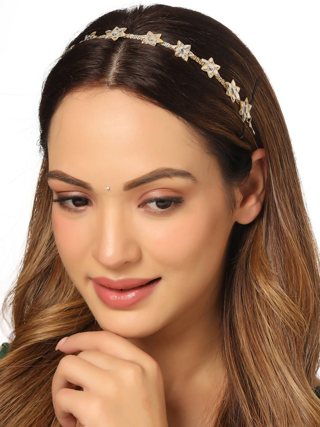 NVR Women's Gold-Polished Traditional Trending Matha Patti | Swadesiicart