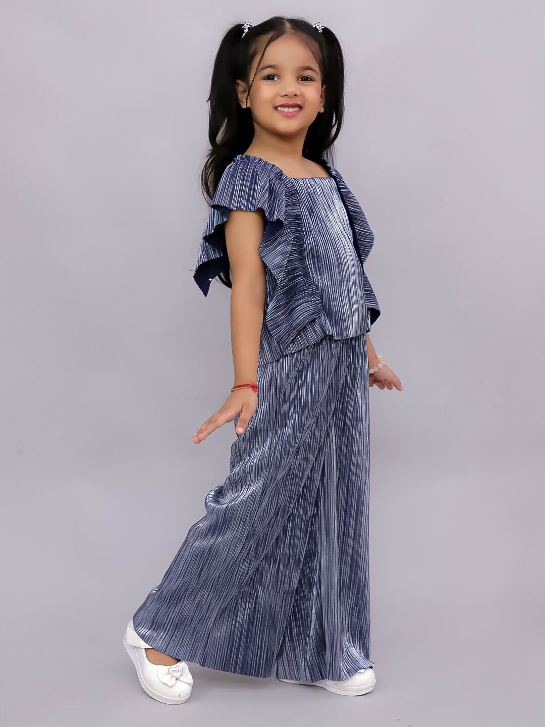 Lil Drama Glam Up Girls Blue Party Top and Pant Set | Swadesiicart