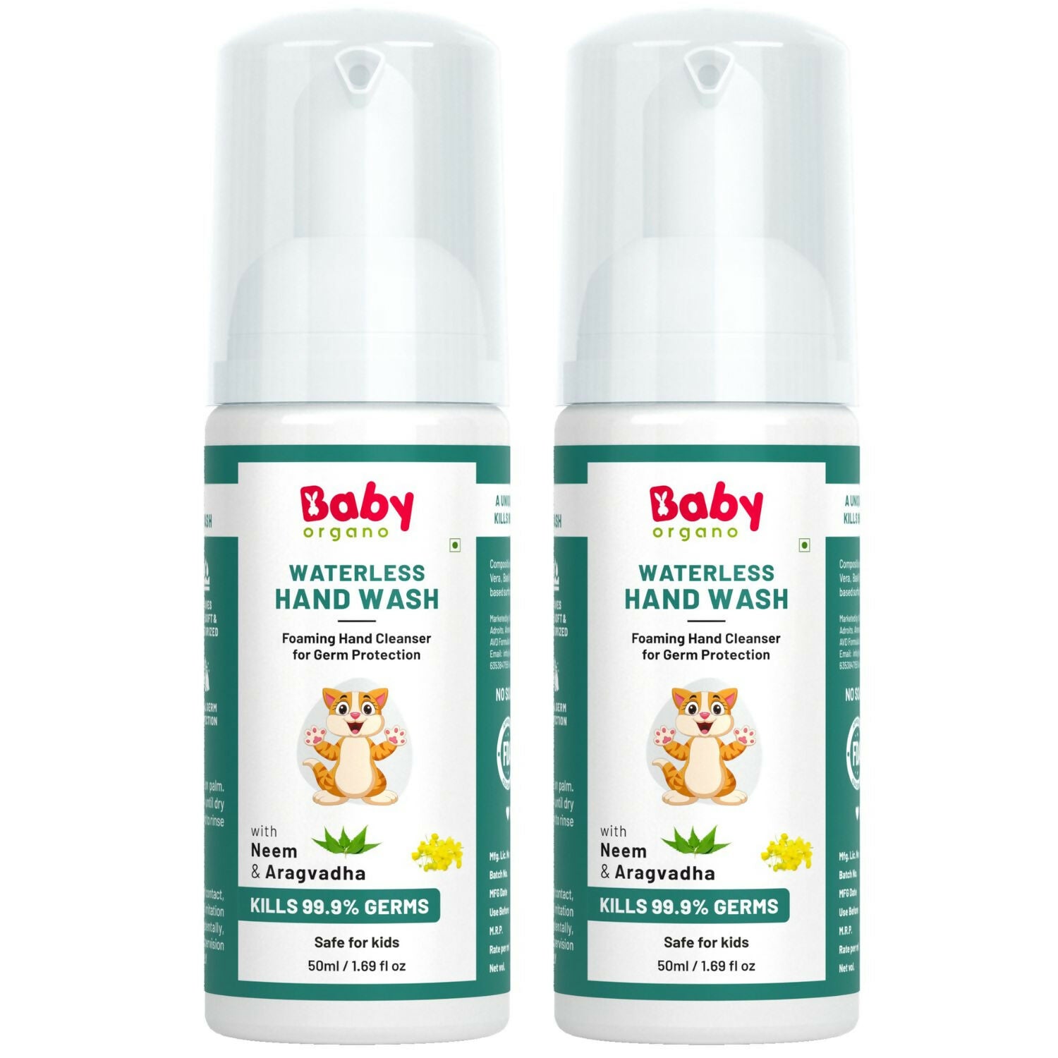 Babyorgano Non Alcoholic Foam Based Waterless Hand Wash for Kids - Swadesiicart