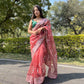Vamsee Naina Maroon Organza Saree - Swadesiicart
