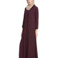 Bashariya Front Open Abaya With Ruffled Panels and Side Pockets - Maroon