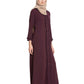 Bashariya Front Open Abaya With Ruffled Panels and Side Pockets - Maroon