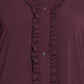 Bashariya Front Open Abaya With Ruffled Panels and Side Pockets - Maroon