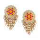Flower Pattern Yellow and Pink Meenakari Drop Earrings for Womens by House of Ree | Swadesiicart