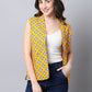 Even Apparels Yellow Viscose Rayon Open Front Women's Waistcoat | Swadesiicart
