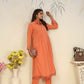 Jyoti Fashion Women's Orange Rinkal Cotton Plain with Side Pocket Kurtis & Sets | Swadesiicart