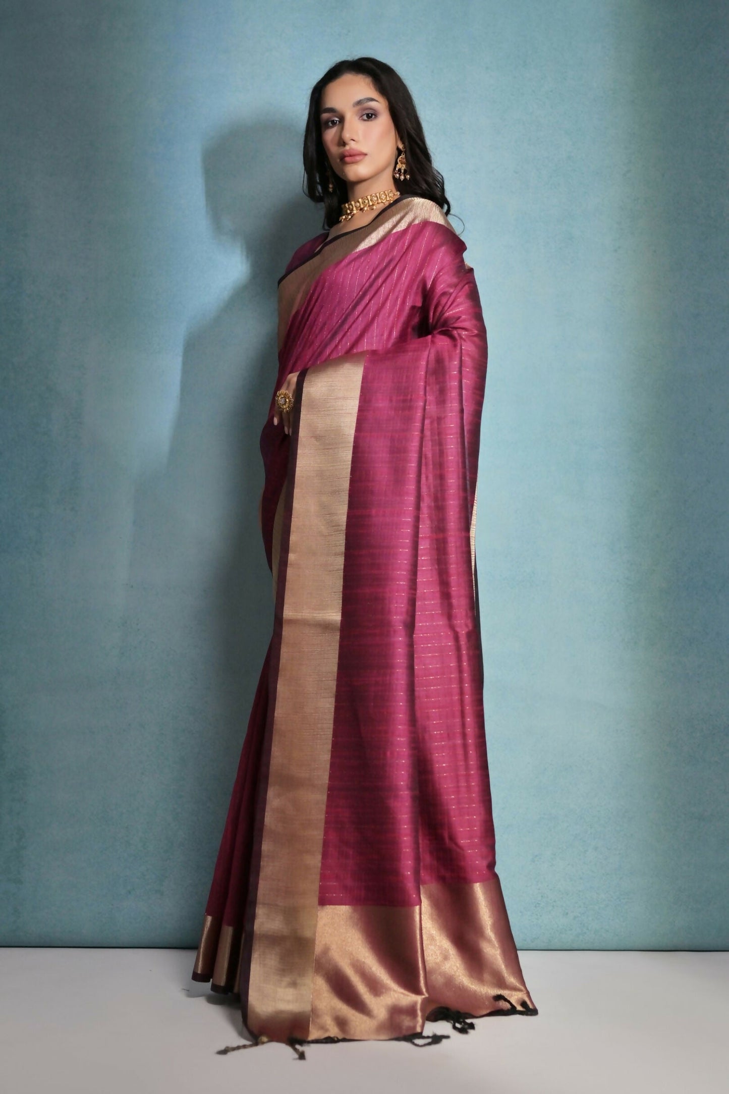Vishnu Weaves Women's Rani Raw Silk Zari Woven Saree with Blouse - Swadesiicart