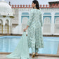 Vaasva Women's Sky Blue Cotton Anarkali Set With Solid Pant And Embroidered Dupatta | Swadesiicart