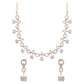 Stylish Rose Gold-Polished Cubic Zirconia American Diamond CZ AD Necklace Jewellery Set For Women & Girls - Wahe Jewels - Swadesiicart