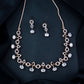 Stylish Rose Gold-Polished Cubic Zirconia American Diamond CZ AD Necklace Jewellery Set For Women & Girls - Wahe Jewels - Swadesiicart