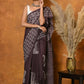 Very Much Indian Handblock Printed Cotton Saree With Natural Dyes - Brown | Swadesiicart