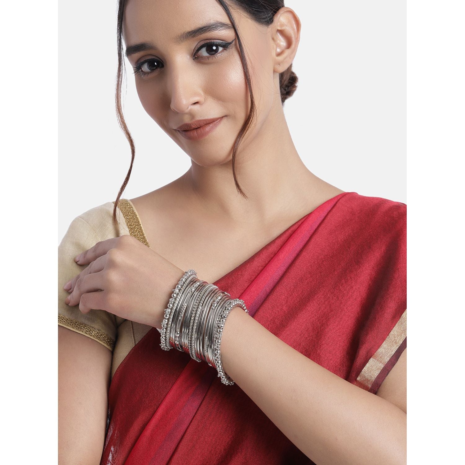 Navratri Traditional Silver Oxidized Bangle Set For Women - Wahe Jewels - Swadesiicart