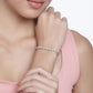 18k Rhodium Plated Cubic Zirconia Adjustable Bracelet Jewellery with Pull-Chain for Women & Girls - Wahe Jewels - Swadesiicart