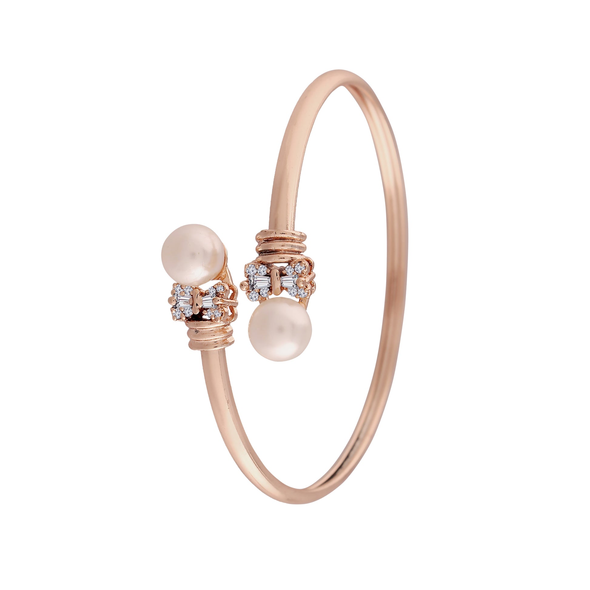 Stylish Rose Gold-Polished Cubic Zirconia American Diamond Adjustable Bracelet For Women & Girls - Wahe Jewels - Swadesiicart