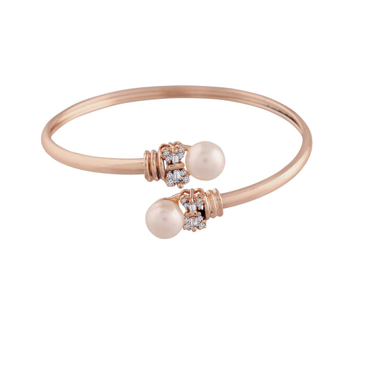 Stylish Rose Gold-Polished Cubic Zirconia American Diamond Adjustable Bracelet For Women & Girls - Wahe Jewels - Swadesiicart