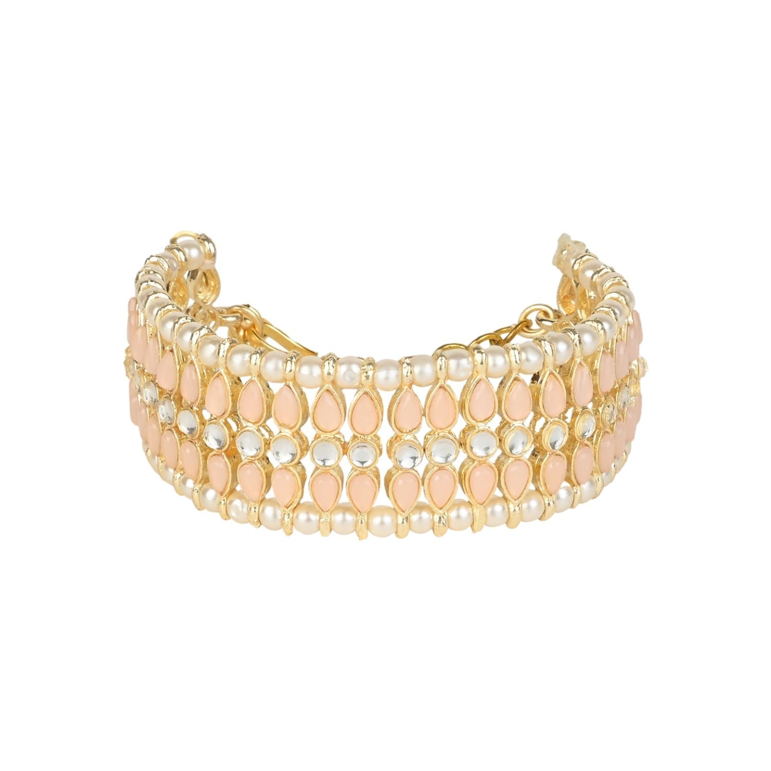 Gold-Polished Traditional Ethnic Adjustable Bracelet For Women & Girls - Wahe Jewels - Swadesiicart