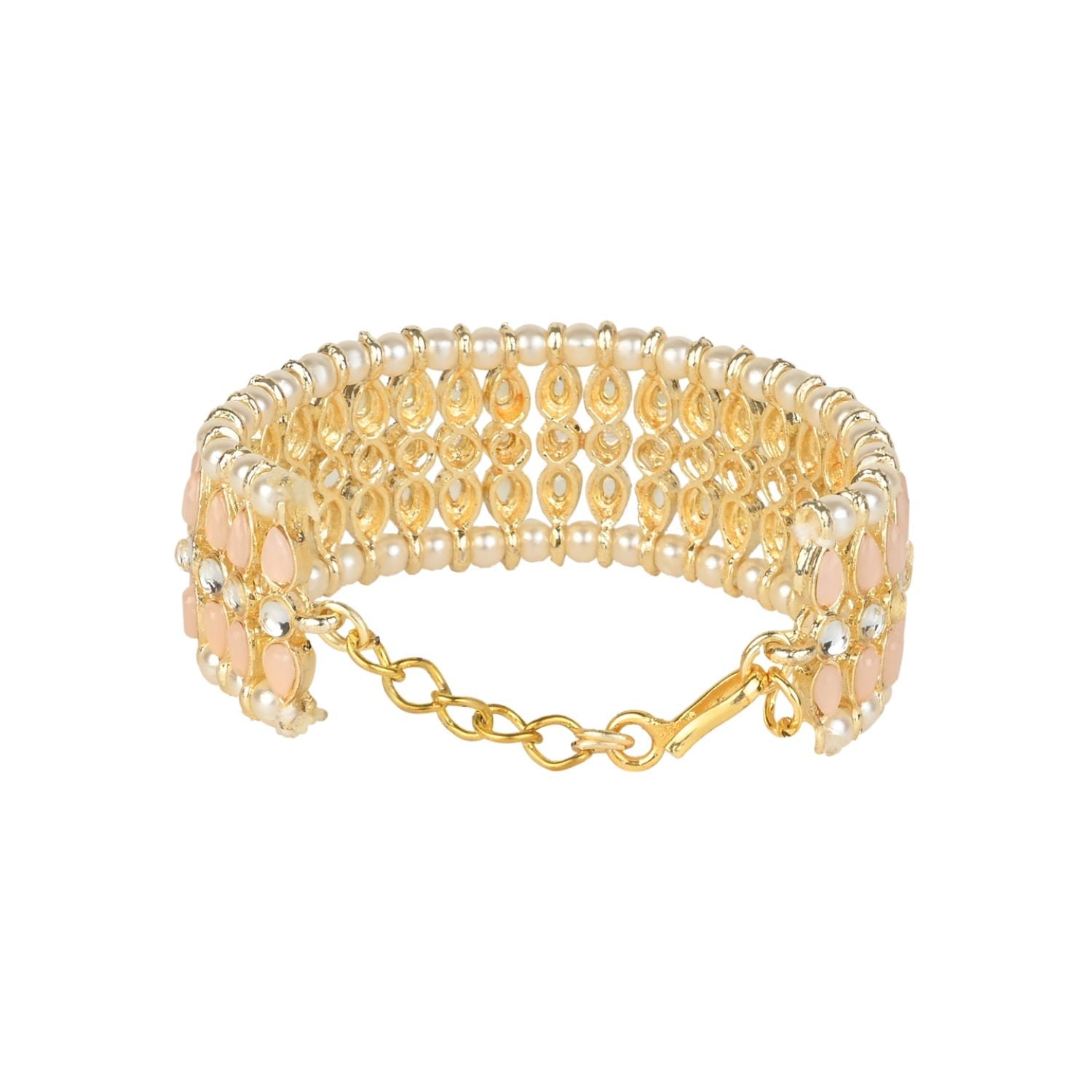 Gold-Polished Traditional Ethnic Adjustable Bracelet For Women & Girls - Wahe Jewels - Swadesiicart