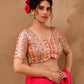 Amodini Designer Studio Women's Multicolored Embroidered Blouse with sleeves