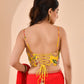 Amodini Designer Studio Women's Organza Floral Handwork Corset Style Yellow Blouse