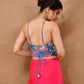 Amodini Designer Studio Women's Organza Floral Handwork Corset Style Blue Blouse