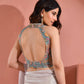 Amodini Designer Studio Women's Position Print Sequined Embellished Halter Neck Dusty Green Blouse