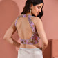 Amodini Designer Studio Women's Position Print Sequined Embellished Halter Neck Lavender Blouse