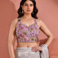 Amodini Designer Studio Women's Position Print Sequined Embellished Halter Neck Lavender Blouse